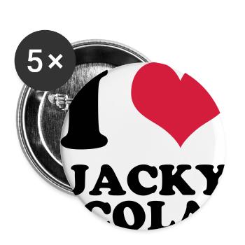 j'aime jacky cola - Lot de 5 petits badges (25 mm) - blanc - Devant