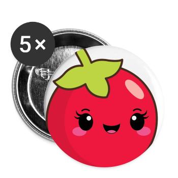 Niedliche Tomate - Buttons klein 25 mm (5er Pack) - Weiß - Vorne