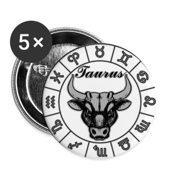 Taurus Sternzeichen Stier - Buttons klein 25 mm (5er Pack) - Weiß - Vorne