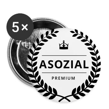 ASOZIAL PREMIUM - Badge - Buttons klein 25 mm (5er Pack) - Weiß - Vorne