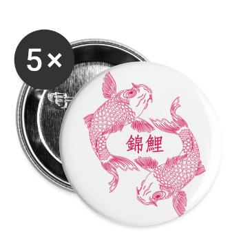 Koi Neon Karpfen - Buttons klein 25 mm (5er Pack) - Weiß - Vorne