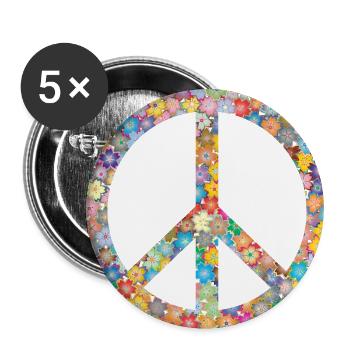 Peace symbol flowers - Buttons small 1''/25 mm (5-pack) - white - Front