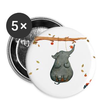 schaukeln mit Eichhörnchen - Buttons klein 25 mm (5er Pack) - Weiß - Vorne
