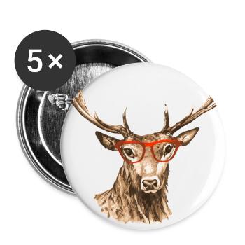 Hirsch - Buttons klein 25 mm (5er Pack) - Weiß - Vorne