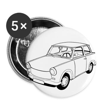  Trabi Aspahltbomber - Buttons klein 25 mm (5er Pack) - Weiß - Vorne