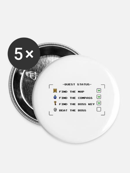 Quest Status - Buttons klein 25 mm (5er Pack) - Weiß