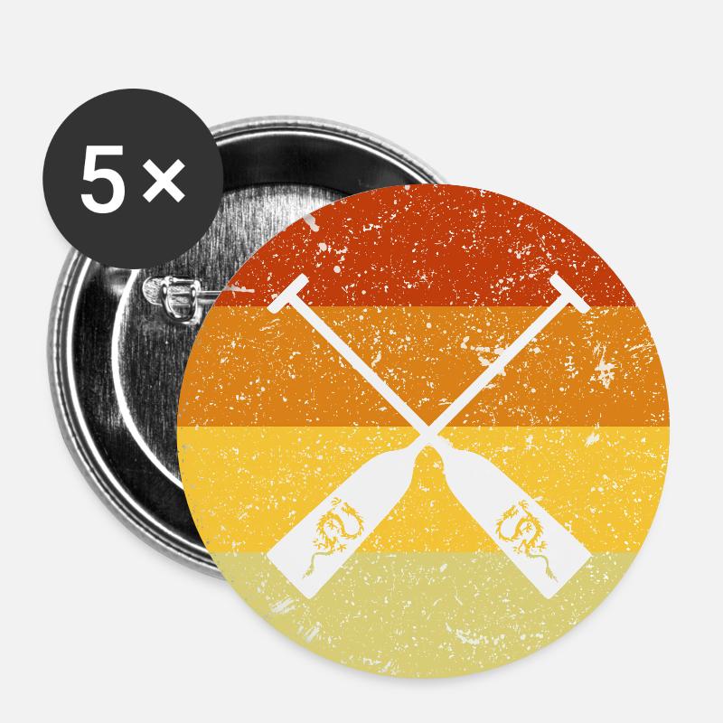 Drachenboot Paddel Icon Retro Vintage Old School - Buttons klein 25 mm (5er Pack) - Weiß