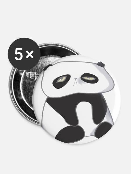 Müder Panda - Buttons klein 25 mm (5er Pack) - Weiß