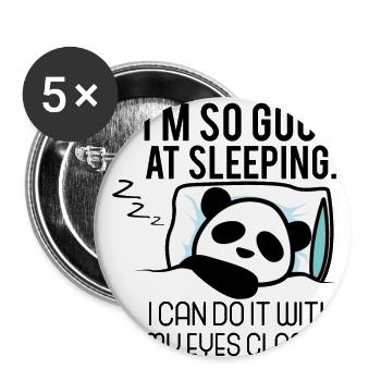 Panda master chilling in sleeping bed sleepyhead - Buttons small 1''/25 mm (5-pack) - white - Front