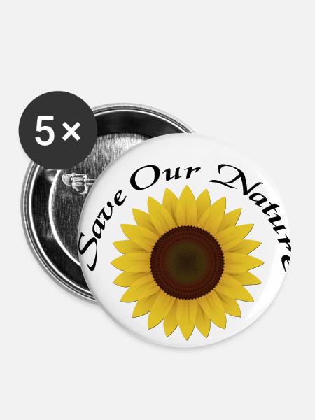 Save our Nature - Sunflower - Buttons klein 25 mm (5er Pack) - Weiß