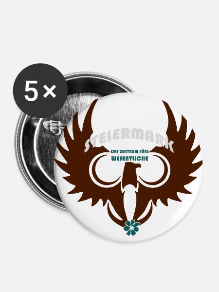 Steiermark - Buttons klein 25 mm (5er Pack) - Weiß