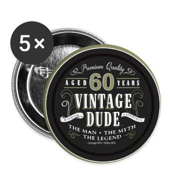 60th birthday birthday - Buttons small 1''/25 mm (5-pack) - white - Front