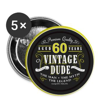 60th birthday birthday - Buttons small 1''/25 mm (5-pack) - white - Front