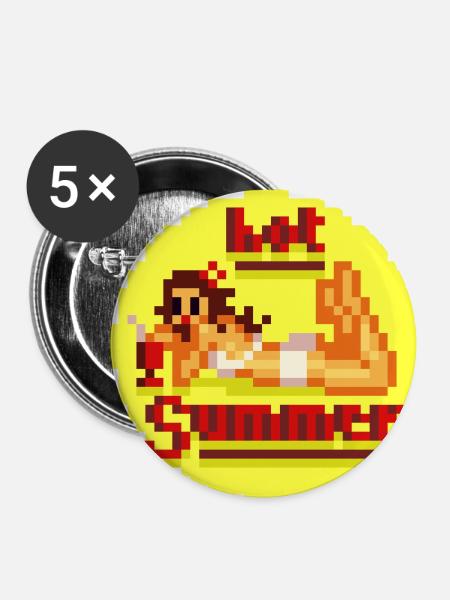 pixel pinup hot Summer - Buttons klein 25 mm (5er Pack) - Weiß