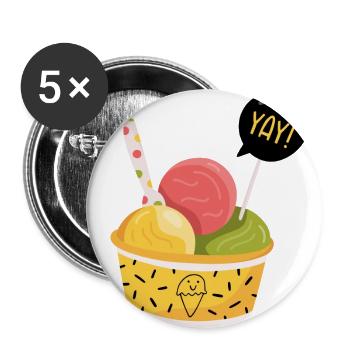 Crème glacée - Lot de 5 petits badges (25 mm) - blanc - Devant