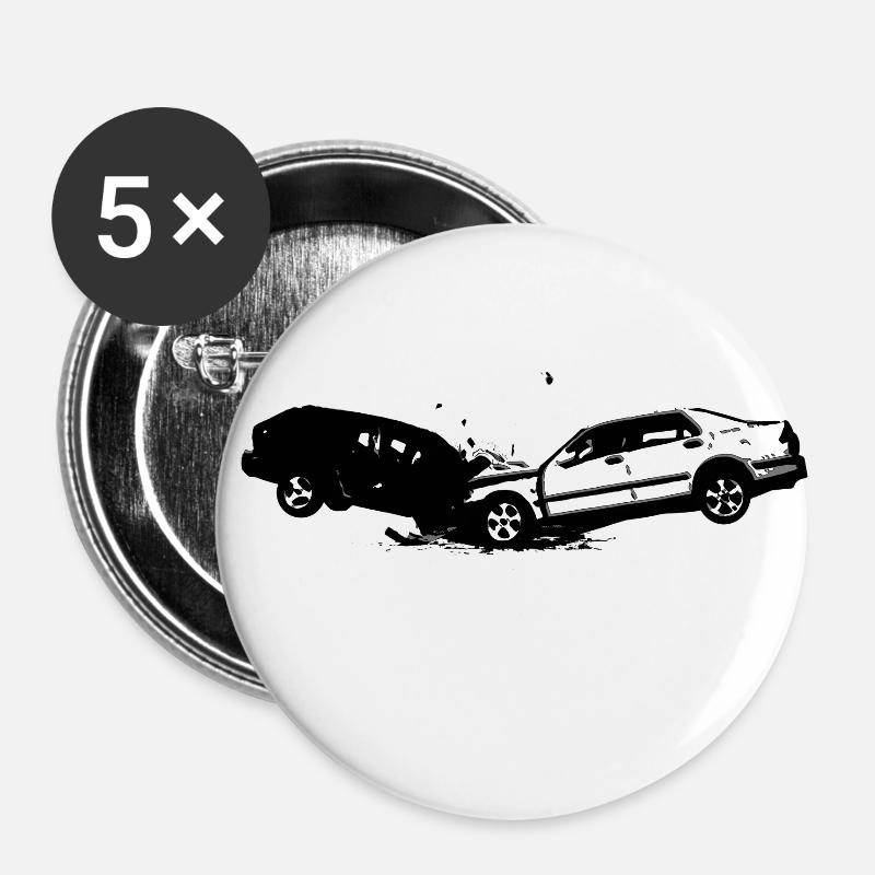 Autounfall Wrack - Buttons klein 25 mm (5er Pack) - Weiß