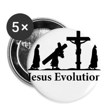 Jesus Christ Evolution Funny Religion T-Shirt - Buttons klein 25 mm (5er Pack) - Weiß - Vorne