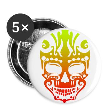 Maori Totenkopf Tribal Tattoo Geschenkidee - Buttons klein 25 mm (5er Pack) - Weiß - Vorne