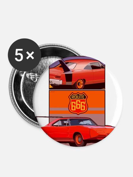 Route 666 - Buttons klein 25 mm (5er Pack) - Weiß
