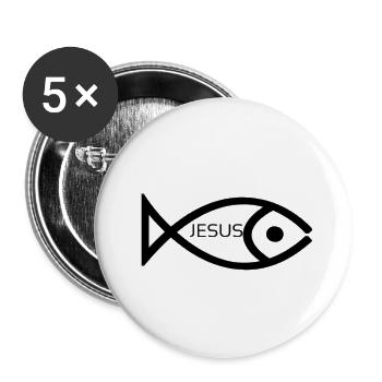 Christentum Jesus Fisch - Buttons klein 25 mm (5er Pack) - Weiß - Vorne
