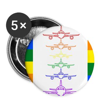 Regenbogenflugzeuge - Buttons klein 25 mm (5er Pack) - Weiß - Vorne