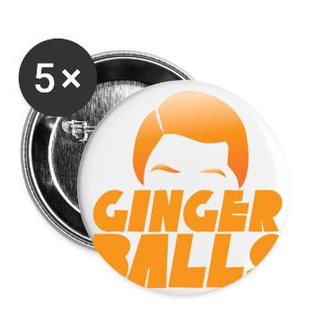 Ginger balls with flaming red hair - Buttons small 1''/25 mm (5-pack) - white - Front