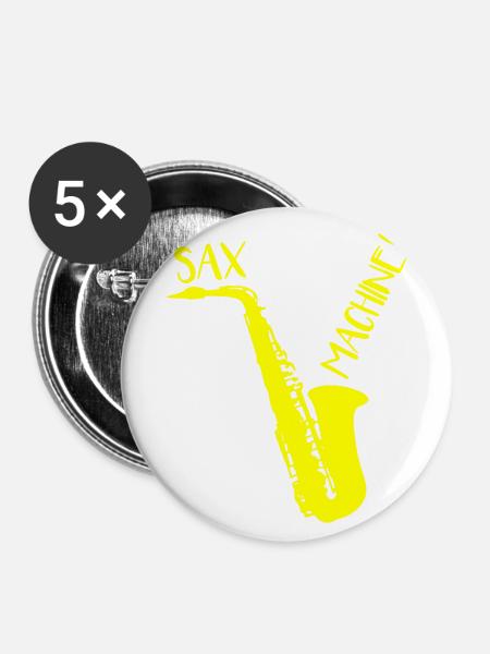 SAX MASCHINE! - Buttons klein 25 mm (5er Pack) - Weiß