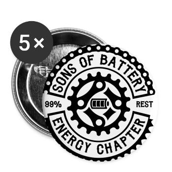 SONS OF BATTERY - EBike Gang Logo - Buttons klein 25 mm (5er Pack) - Weiß - Vorne