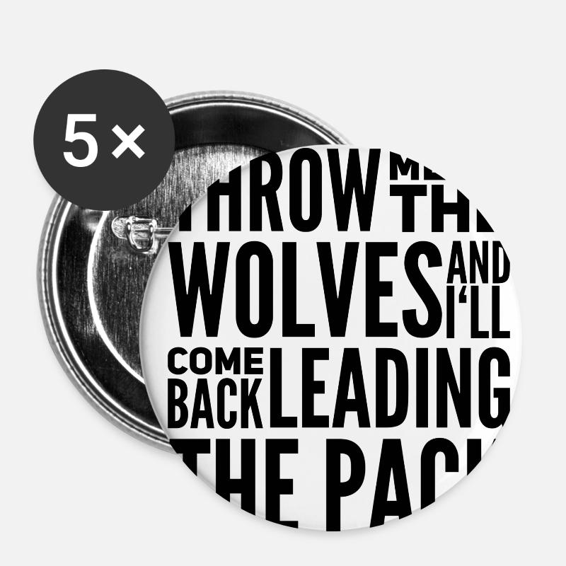 Motivation Wolf - Buttons klein 25 mm (5er Pack) - Weiß