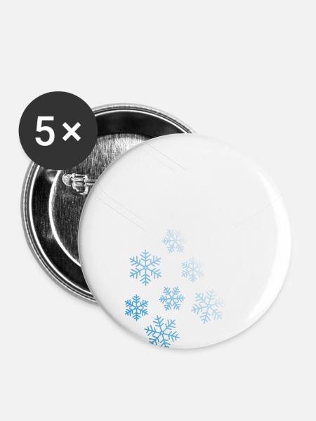 Schnee Winter Pille - Buttons klein 25 mm (5er Pack) - Weiß
