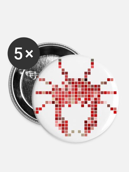 Pixel Krabbe - Buttons klein 25 mm (5er Pack) - Weiß