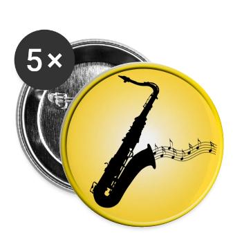 Saxofon / Musik / Noten / Jazz - Buttons klein 25 mm (5er Pack) - Weiß - Vorne