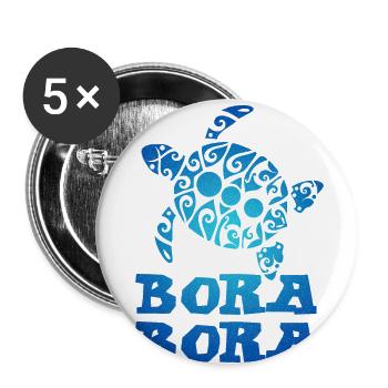 Polynesien Bora Bora Bora Schildkröte Tribal Tatto - Buttons klein 25 mm (5er Pack) - Weiß - Vorne