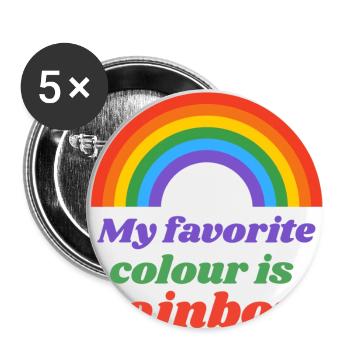 arc en ciel - Lot de 5 petits badges (25 mm) - blanc - Devant