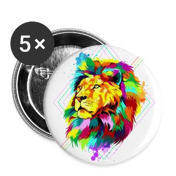 LION Art - Lot de 5 petits badges (25 mm) - blanc - Devant