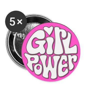 Girl power - Buttons small 1''/25 mm (5-pack) - white - Front