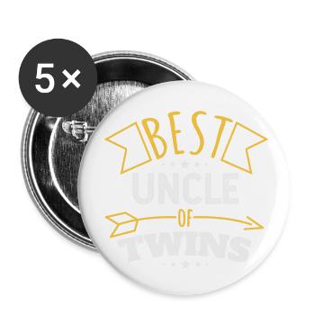 Zwillinge Best Uncle Of Twins Lustige Geschenkidee - Buttons klein 25 mm (5er Pack) - Weiß - Vorne
