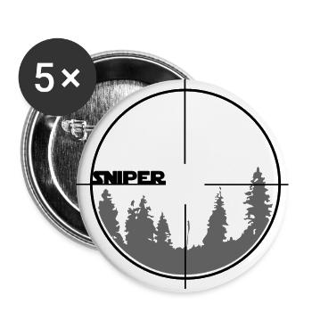 Sniper - Buttons small 1''/25 mm (5-pack) - white - Front