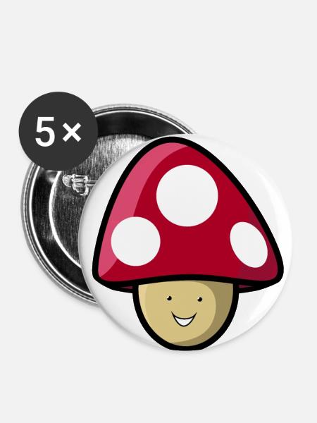 Pilz - Buttons klein 25 mm (5er Pack) - Weiß