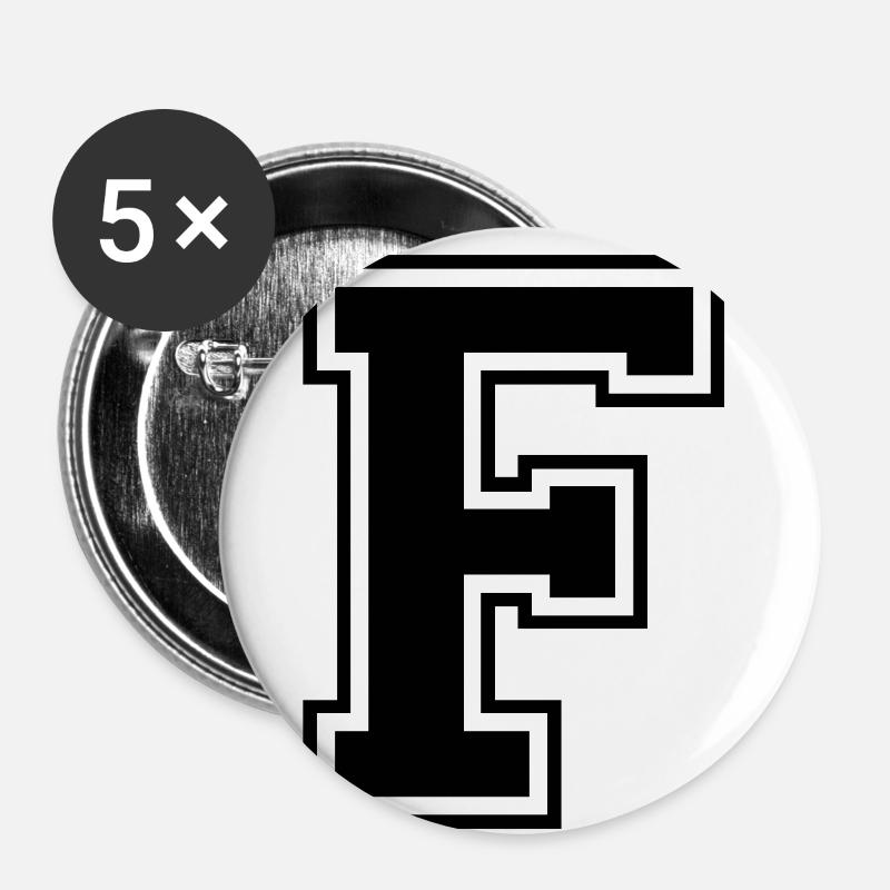 f - Lot de 5 petits badges (25 mm) - blanc