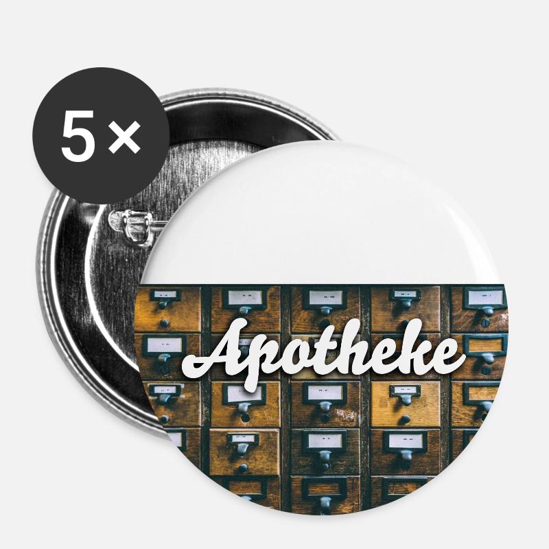 Apotheke - Buttons klein 25 mm (5er Pack) - Weiß