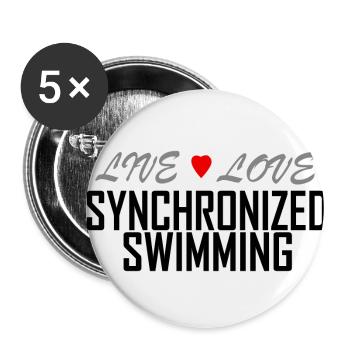Live Love Synchronschwimmen - Buttons klein 25 mm (5er Pack) - Weiß - Vorne