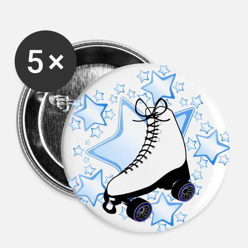 Figure skating star blue - Buttons small 1''/25 mm (5-pack) - white