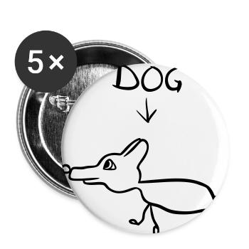 Funny Dog Drawing - Buttons small 1''/25 mm (5-pack) - white - Front