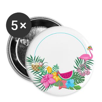 beachy_wreath_flamingo - Lot de 5 petits badges (25 mm) - blanc - Devant
