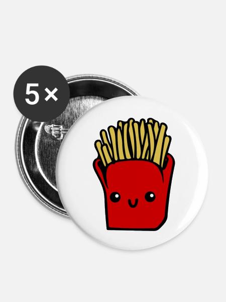 Frite - Buttons klein 25 mm (5er Pack) - Weiß