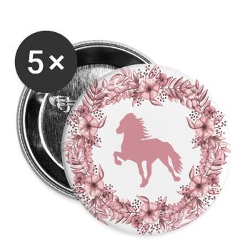 Islandpferd Kranz rosa - Buttons klein 25 mm (5er Pack) - Weiß - Vorne