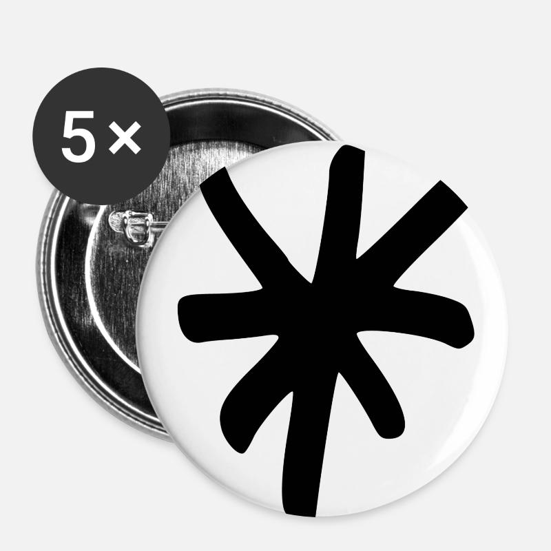 astérisque - Lot de 5 petits badges (25 mm) - blanc