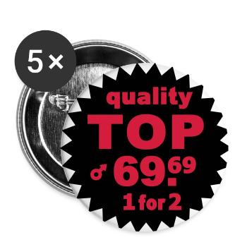 quality T - Lot de 5 petits badges (25 mm) - blanc - Devant