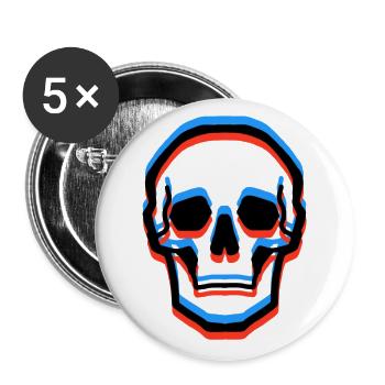 3D skull - Buttons small 1''/25 mm (5-pack) - white - Front